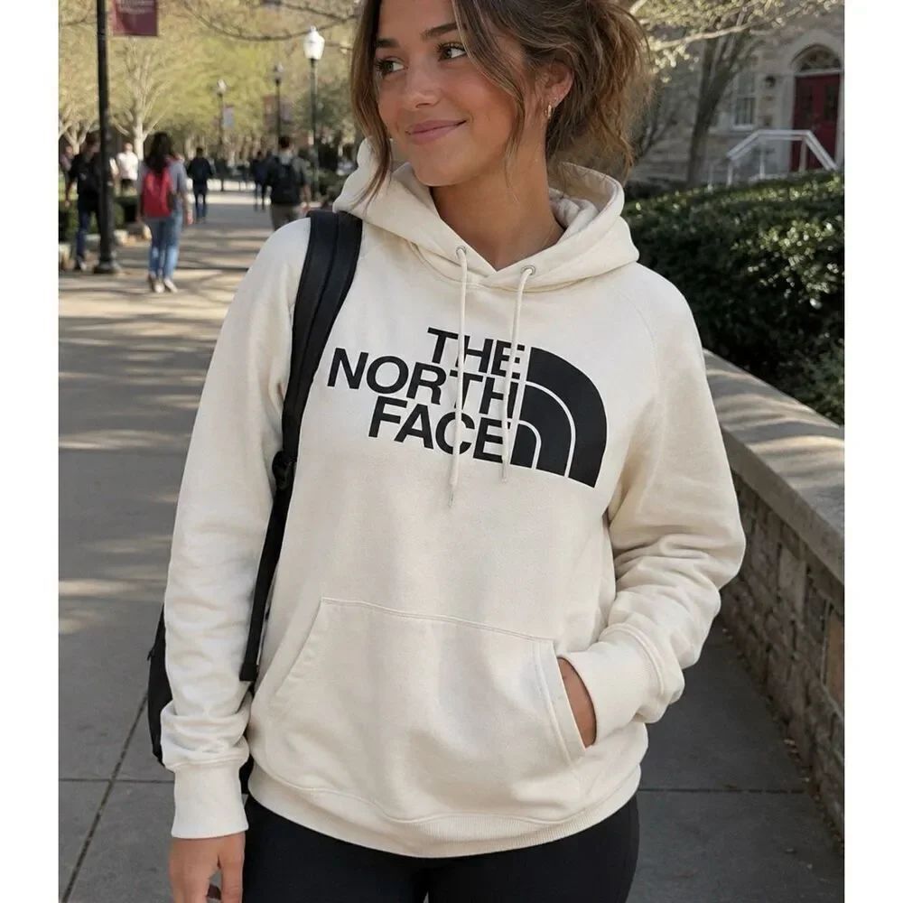 The North Face Women’s Hoodie Sweatshirt Medium Cream Black